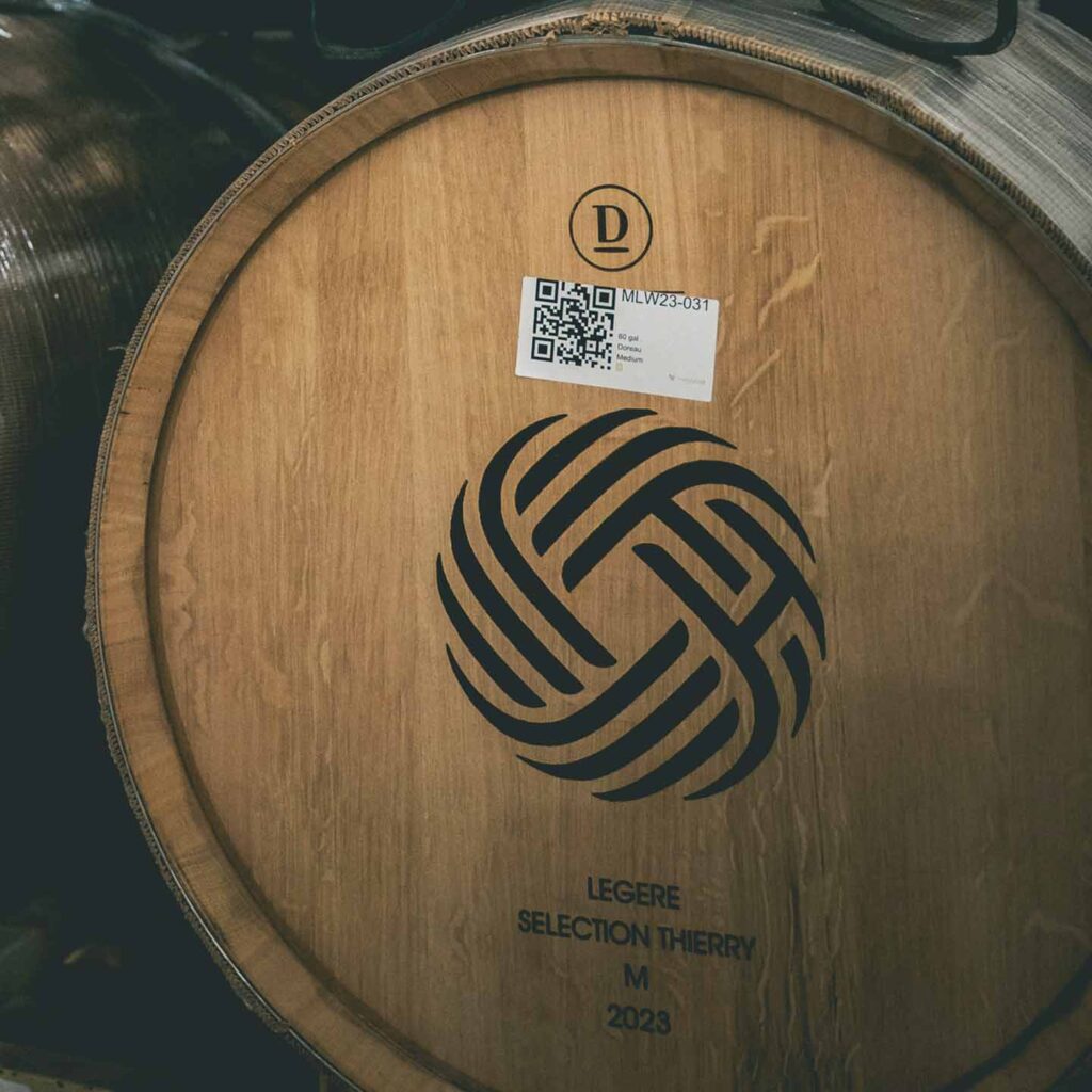wine aging barrel with the Turks Head Wines logo