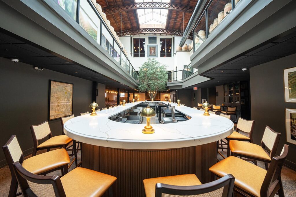 the bar at the tasting room and wine lounge